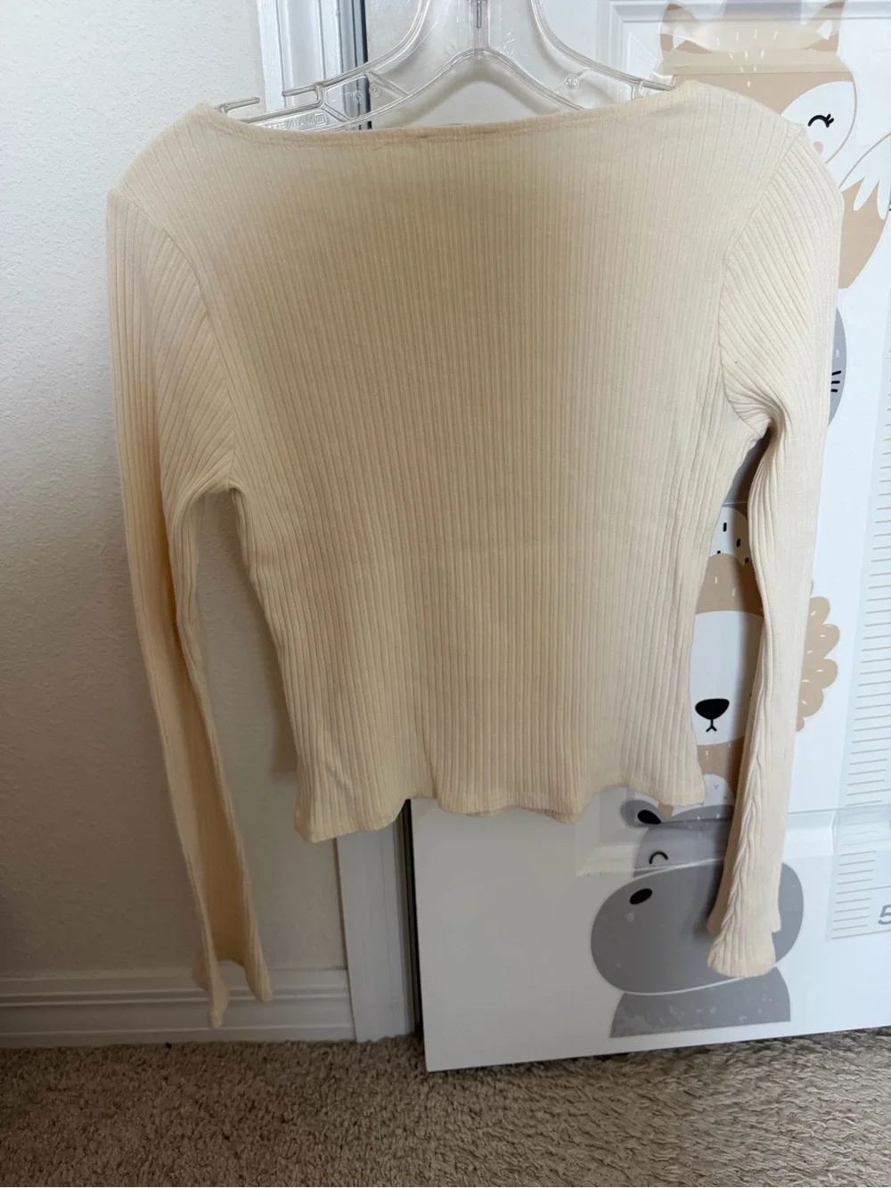 Reformation Miller KnitLong Sleeve Top | Cream | Size Medium | Sustainable Basic